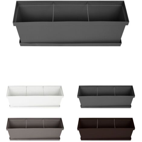 JARDIN202 - Jardinera de Diseño con Plato – Jardinera con Separador de Ambientes para Interior y Exterior 50 cm (Antracita)