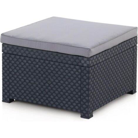 JARDIN202 - Juego de Terraza Diva Tete a Tete con 2 plazas - Mobiliario Exterior con Mesa Auxiliar y Cojines  Pouf (Grafito)