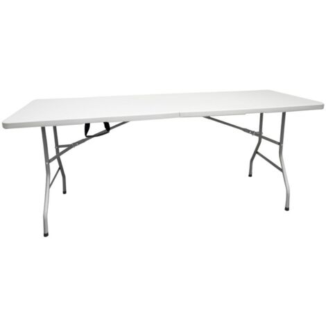 JARDIN202 - Mesa Plegable Rectangular 180x70x74cm Catering  Mesa Resina con Patas de Acero Plegable para Eventos y terrazas  Unidad (Blanca)