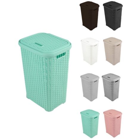 JARDIN202 - Cesto para la Colada 38L de Plástico con Asas - Cubo Ropa Sucia con Tapa 49 x 39 x 30 cm 38 Litros (Verde)