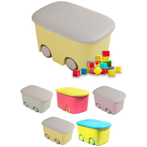 JARDIN202 - Caja de Ordenación Multiusos  Bicolor con Ruedas  Almacenamiento  45 L (Amarillo)