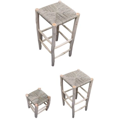 JARDIN202 - JARDIN202 - Taburete de Esparto Hecho a Mano con Estructura de Madera - Disponible en Dos Tamaños (70x35 cm y 40x35 cm) 40 x 35 cm Unidad () 40 x 35 cm Unidad 40 x 35 cm Unidad -