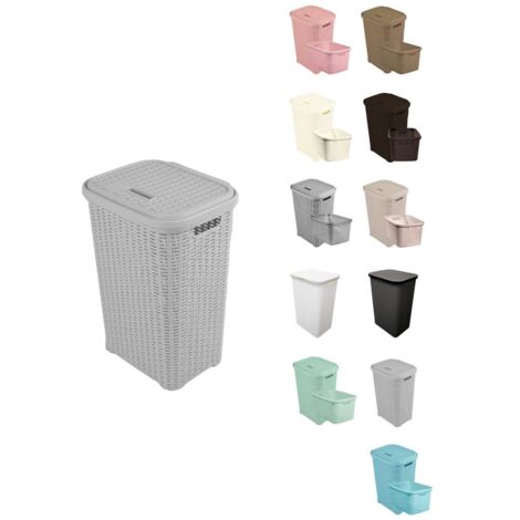 JARDIN202 - Pongotodo Diseño Rattan para Colada - Cesto Para la Ropa Sucia  38 Litros (Gris)