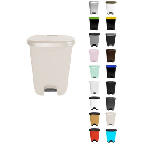 JARDIN202 - Cubo basura plástico moderno  Apertura con pedal  Cubo reciclar  27 litros (Beige - Beige)
