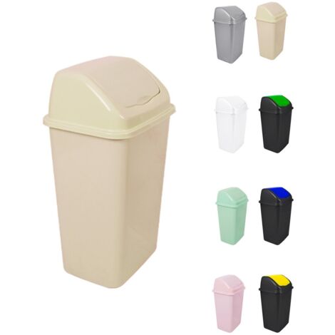 JARDIN202 - Cubo de Basura con Tapadera Basculante - 30/50 Litros - Ideal para Hogar y Oficina  30 L (Beige)