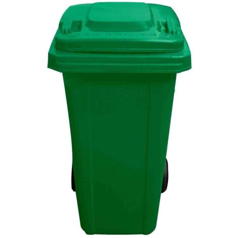 JARDIN202 - Contenedor de Basura Reciclables de Colores con Ruedas Mango antideslizante 120 L + Bolsas (Verde)