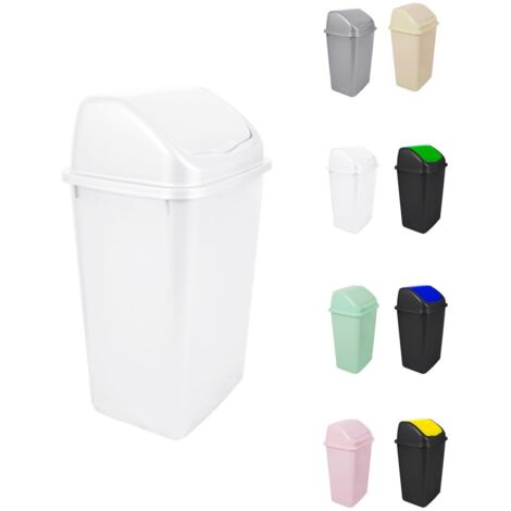 JARDIN202 - Cubo de Basura con Tapadera Basculante - 30/50 Litros - Ideal para Hogar y Oficina 50 L (Blanco)