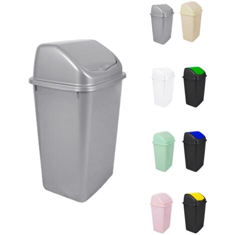 JARDIN202 - Cubo de Basura con Tapadera Basculante - 30/50 Litros - Ideal para Hogar y Oficina 15 L (Plata)