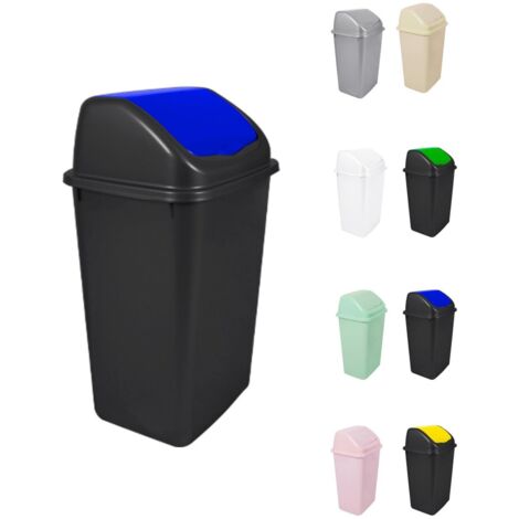 JARDIN202 - Cubo de Basura con Tapadera Basculante - 30/50 Litros - Ideal para Hogar y Oficina 30 L (Azul - Negro)