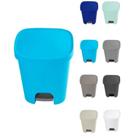 JARDIN202 - Cubo basura plástico Apertura con pedal 25 Litros  Cubo reciclar Mate 35x30x42 cm  25 Litros (Celeste)