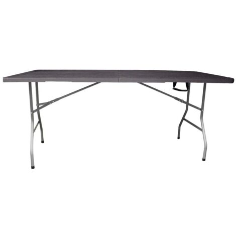 JARDIN202 - Mesa Plegable Rectangular 180x70x74cm Catering  Mesa Resina con Patas de Acero Plegable para Eventos y terrazas  Unidad (Marrón)