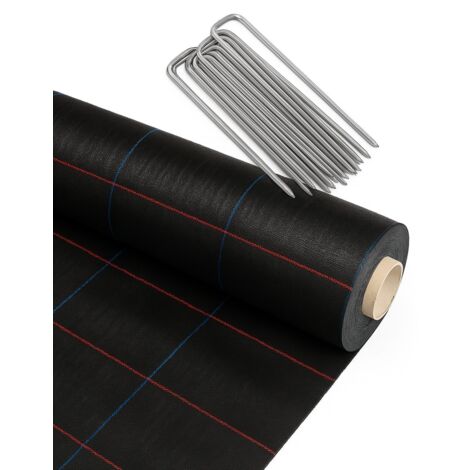 JARDIN202 - JARDIN202 - Malla Antihierbas (NEGRO) 120gr  Resistente Estabilizada UV  Malla contra las Malas Hierbas  2 x 10 m + 20 Anclajes ()  2 x 10 m + 20 Anclajes  2 x 10 m + 20 Anclajes -