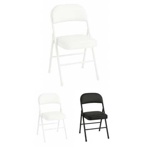 JARDIN202 - Silla Metálica Acolchada Plegable 80x46x46 cm  Ideal para Hogar y Eventos  Pack 4 uds (Blanco)