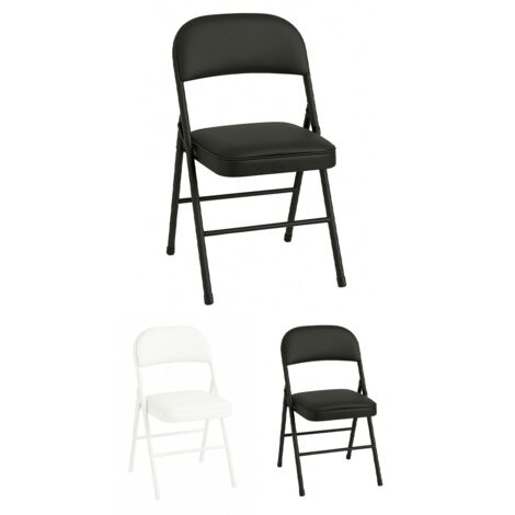 JARDIN202 - Silla Metálica Acolchada Plegable 80x46x46 cm Ideal para Hogar y Eventos Pack 2 uds (Negro)