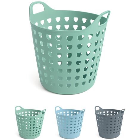 JARDIN202 - Cesto Ropa Sucia 60L y 26L con Agujeros Triangulares  Cesta Colada Moderna  Gris, Azul o Verde  26 litros (Verde)