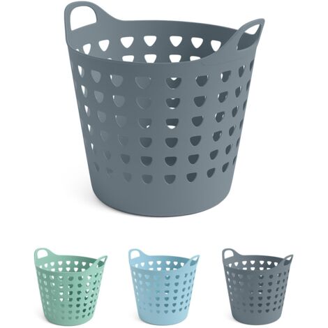 JARDIN202 - Cesto Ropa Sucia 60L y 26L con Agujeros Triangulares  Cesta Colada Moderna  Gris, Azul o Verde  26 litros (Gris)