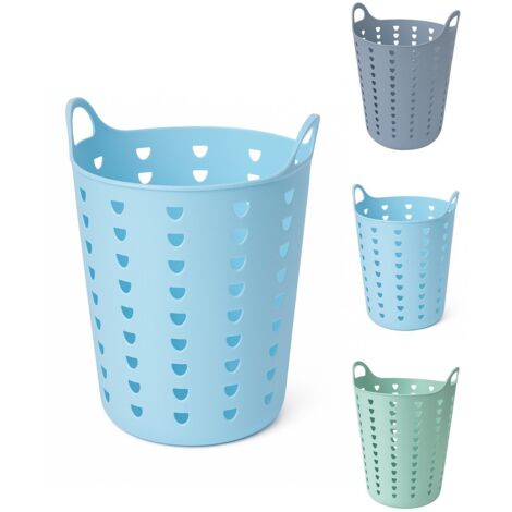 JARDIN202 - Cesto Ropa Sucia 60L y 26L con Agujeros Triangulares  Cesta Colada Moderna  Gris, Azul o Verde  60 litros (Azul)