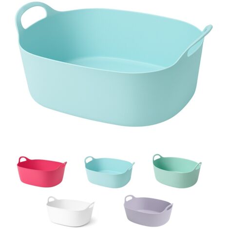 JARDIN202 - Cesto para Ropa Sucia 32L con Asas  Diseño Compacto y Moderno  Cesto de Colada  32 litros (Celeste)