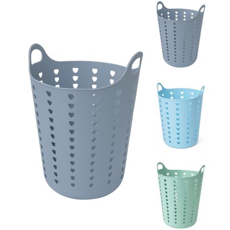 JARDIN202 - Cesto Ropa Sucia 60L y 26L con Agujeros Triangulares  Cesta Colada Moderna  Gris, Azul o Verde  60 litros (Gris)