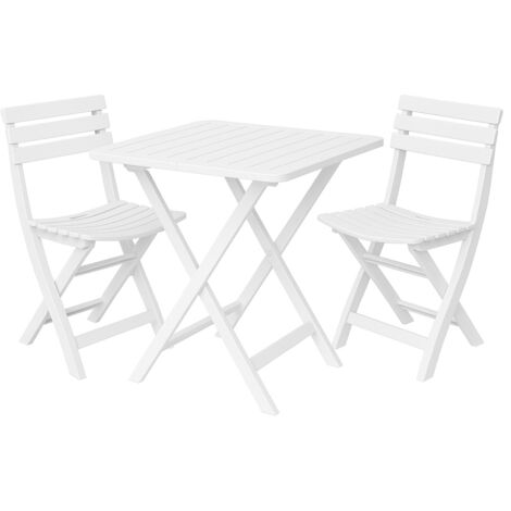 JARDIN202 - JARDIN202 - Conjunto Mesa y Sillas Balcón  Blanco Plegable de Exterior Resistente  Jardín, Patio y Terraza  2 Sillas + 1 Mesa ()  2 Sillas + 1 Mesa  2 Sillas + 1 Mesa -