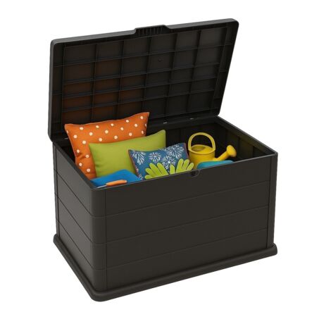 JARDIN202 - Baúl Exterior de Plástico 170L Almacenaje Jardín Impermeable Tapa y Asas 78x52x55cm Gris Antracita 170 L -