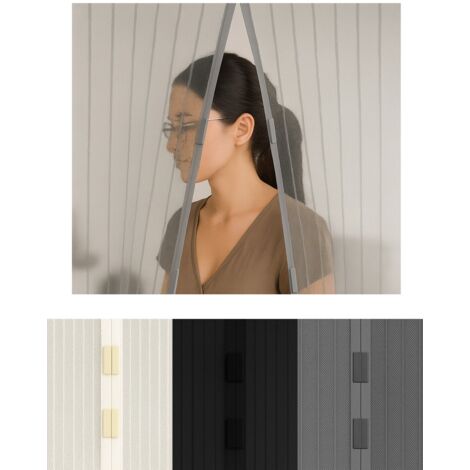 JARDIN202 - Mosquitera Magnética para Puerta y Ventana con Cierre Automático Velcro y Chinchetas Incluidas Varias Medidas y Colores 130 x 150 cm (Gris)