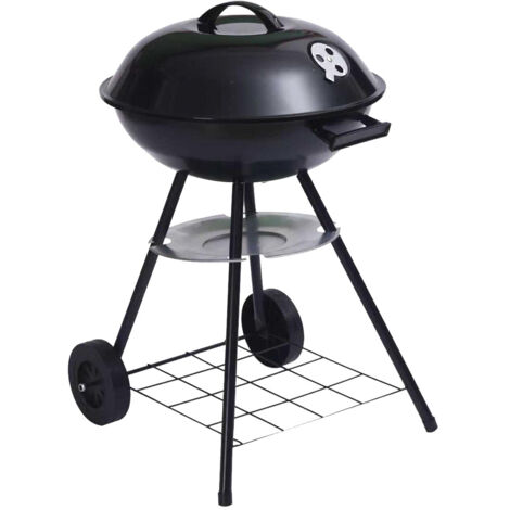 JARDIN202 - Barbacoa de Carbón Portátil Dakota  Parrilla Redonda Estilo Kettle  Exteriores, Jardín y Camping  Parrilla de Ø 45 cm  Negro