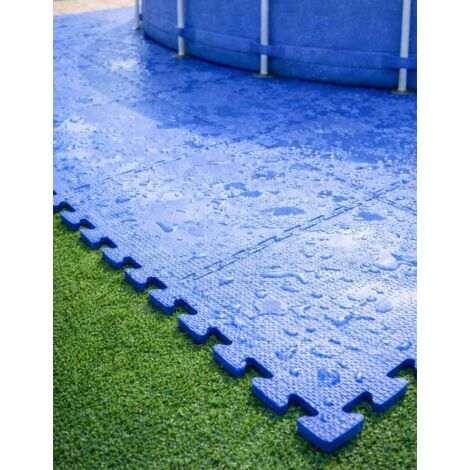 JARDIN202 - Suelo Protector para Piscina Desmontable Estera Puzzle de Goma EVA Antideslizante Protector Impermeable Spa y Jacuzzi Azul 4 Uds 1,44 m² (Azul)