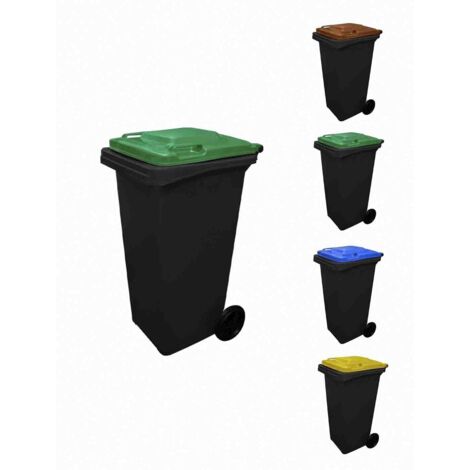 JARDIN202 - Contenedor de basura reciclables Ecodiseño 120L 2 ruedas  120 L (TAPA VERDE)