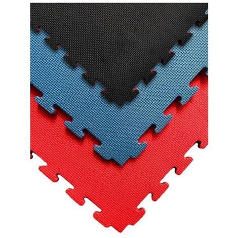 JARDIN202 - 1x1m Esterilla Reversible Antideslizante  Suelo para gimnasios y Judo  Con Bordes  Espesor: 25 mm (Rojo y Azul)