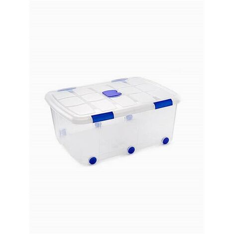 Caja de almacenaje con tapa, plástico translúcido, cajón multiusos
