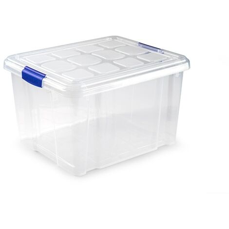 Caja de plástico para almacenaje  TRANSPARENTE - 25 L (42x36x25cm) Sin ruedas