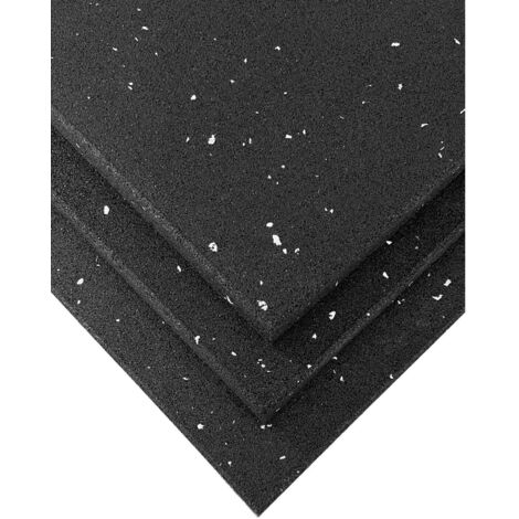 JARDIN202 - Loseta de Caucho Maciza para Gimnasios y Halterofilia Material Profesional Moteado Blanco PACK 1 X 1 M 15 MM