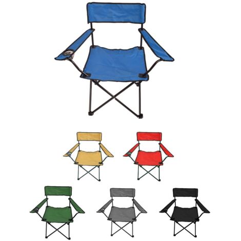 JARDIN202 - Silla de Camping plegable con Portavasos Metal y lona 80x80x50 cm (Azul)