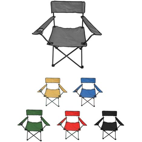 JARDIN202 - Silla de Camping plegable con Portavasos Metal y lona 80x80x50 cm (Gris)