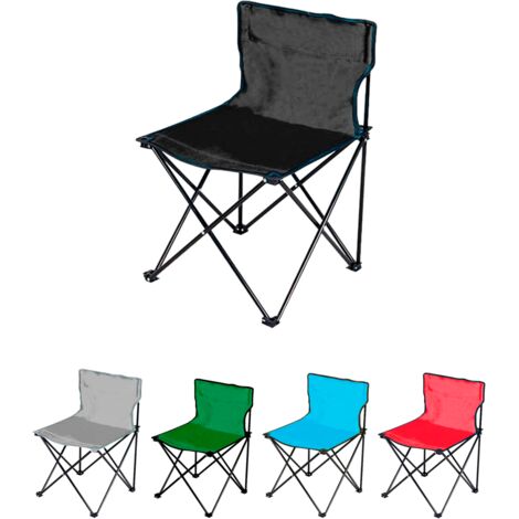 JARDIN202 - Silla plegable de Camping Ligera Sin reposabrazo  Silla de exterior ideal para Acampada, Picnic o Pesca   (Negro)