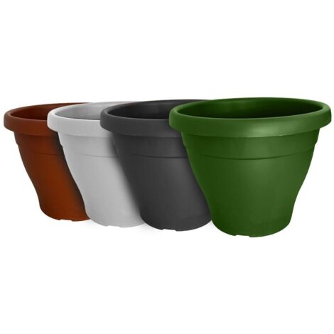 JARDIN202 - Maceta Mediterranea Circular de plástico para plantas y flores  Drenaje incorporados  50 cm (Verde)
