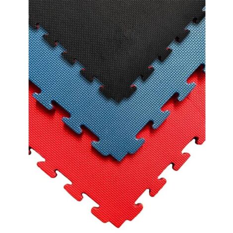 JARDIN202 - Tatami Puzzle 1x1m Esterilla reversible de goma EVA para ejercicios de contacto 2 cm - x30 losetas (Rojo/Azul (Reversible))