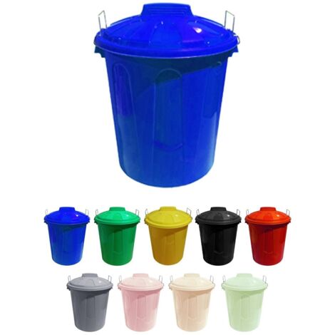 JARDIN202 - Cubo Basura de plástico con Tapadera Cubo almacenaje y reciclar 50 litros (Azul)