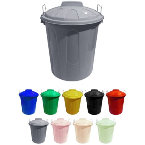 JARDIN202 - Cubo Basura de plástico con Tapadera  Cubo almacenaje y reciclar  70 litros (Gris)