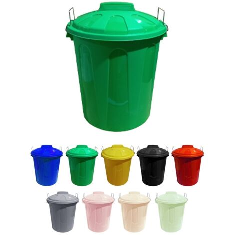 JARDIN202 - Cubo Basura de plástico con Tapadera  Cubo almacenaje y reciclar  50 litros (Verde)
