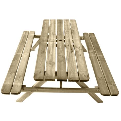 Mesa de Picnic para 6-8 adultos  Resistencia  Comedero de Madera para Exterior  Bancos Abatibles  180 x 166 x 76 cm (1/5)