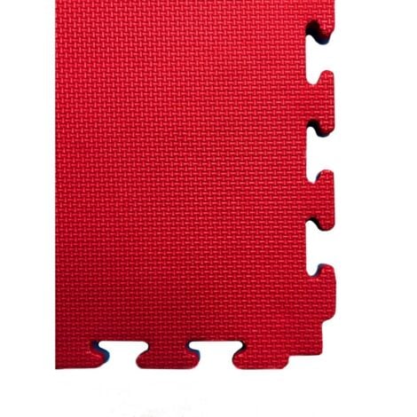 JARDIN202 - Tatami Puzzle 1000x1000x25 mm  Esterilla Reversible Antideslizante  Suelo para gimnasios y Judo  Con Bordes  Rojo y Negro