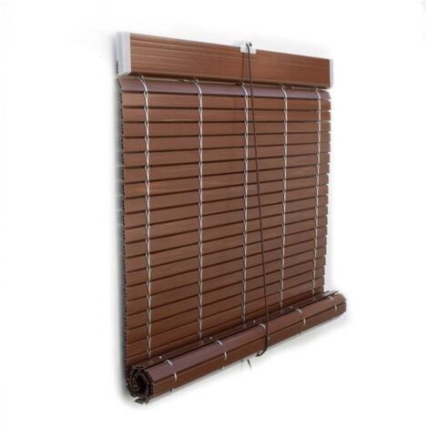 JARDIN202 - JARDIN202 - Persiana Alicantina Enrollable de PVC Reforzado Color Nogal Oscuro Exterior/Interior Estor Resistente a la Intemperie 117 x 140 cm () 117 x 140 cm 117 x 140 cm -