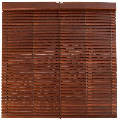 JARDIN202 - Persiana de Madera Alicantina con Polea Metálica - Estor Enrollable para Ventanas, Puertas, Salón  97 x 105 cm (Nogal (Barnizada))