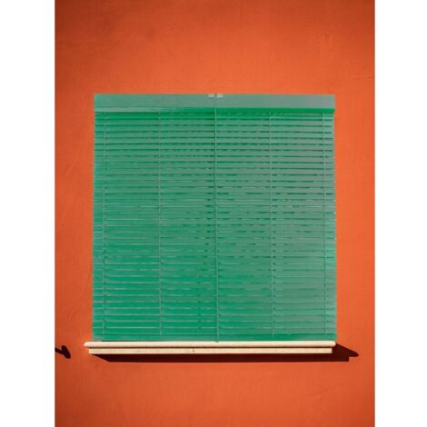 JARDIN202 - Persiana de Madera Alicantina con Polea Metálica - Estor Enrollable para Ventanas, Puertas, Salón  97 x 105 cm (Nogal (Barnizada))