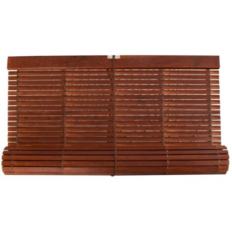 JARDIN202 - Persiana de Madera Alicantina con Polea Metálica - Estor Enrollable para Ventanas, Puertas, Salón  97 x 105 cm (Nogal (Barnizada))