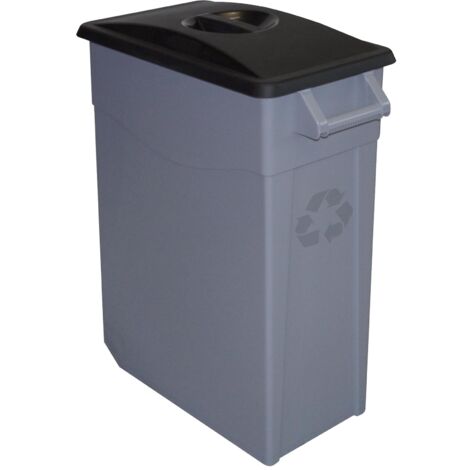 Denox - Contenedor de basura Denox  65, 85 y 110 L para reciclar  Cerrado con tapa de color  2 ruedas  65 L - Tapa cerrada (Negro)