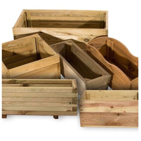 JARDIN202 - Jardineras de Madera Maciza de Pino Maceteros de madera tratada para Jardín y Terraza (Cuadrado)