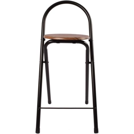 JARDIN202 - Taburete Plegable 80x40x45 cm - Elegante y Duradero en Negro y Plata con Reposapiés, Ideal para Cocina  Unidad (Negro)